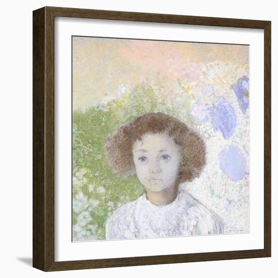 Portrait of Genevieve De Gonet as a Child, 1907-Odilon Redon-Framed Giclee Print