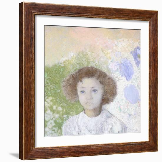 Portrait of Genevieve De Gonet as a Child, 1907-Odilon Redon-Framed Giclee Print