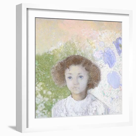 Portrait of Genevieve De Gonet as a Child, 1907-Odilon Redon-Framed Giclee Print