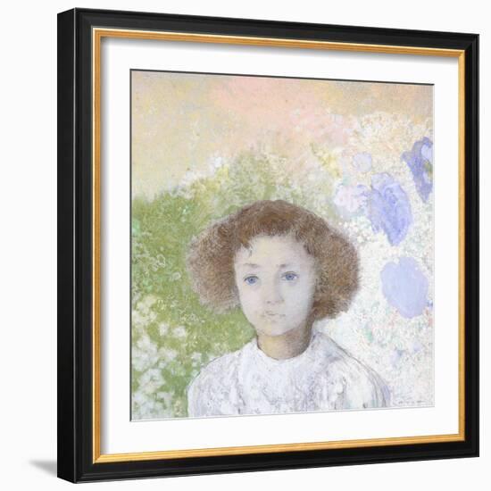 Portrait of Genevieve De Gonet as a Child, 1907-Odilon Redon-Framed Giclee Print