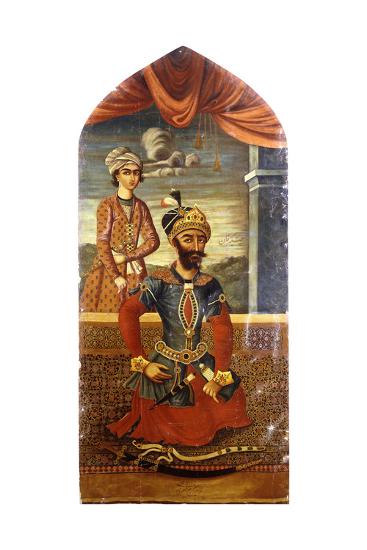 Portrait Of Genghis Khan With A Youth In Attendance C 1803 4 Giclee Print Mihr Ali Art Com