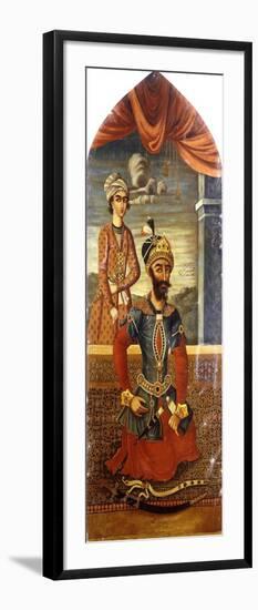 Portrait of Genghis Khan, with a Youth in Attendance, C.1803-4-Mihr 'Ali-Framed Giclee Print