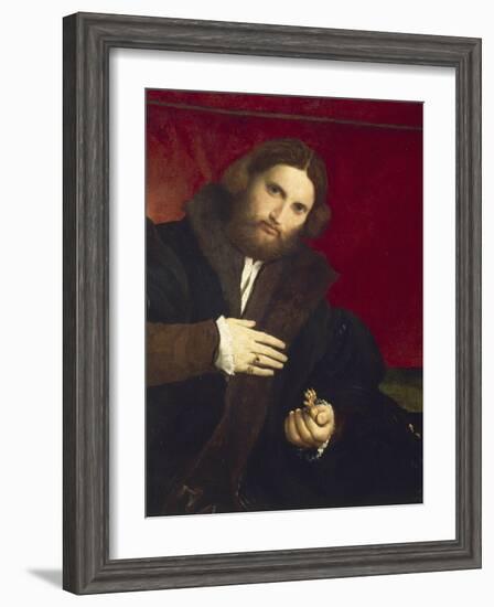 Portrait of Gentleman with Lion's Paw-Lorenzo Lotto-Framed Giclee Print