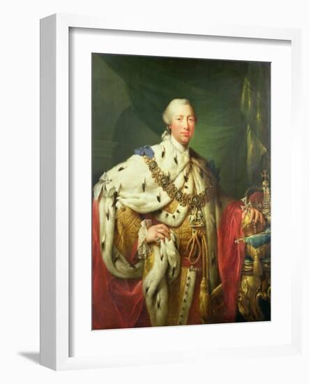 Portrait of George III (1738-1820) in His Coronation Robes, C.1760-Allan Ramsay-Framed Giclee Print