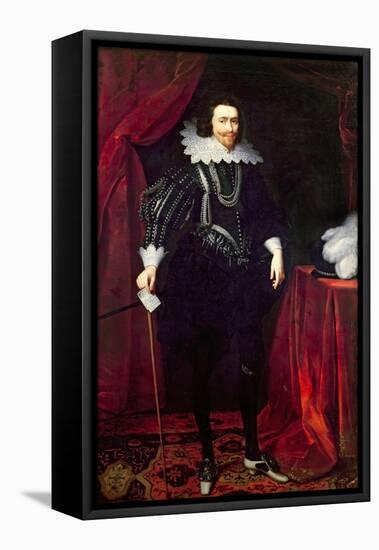 Portrait of George Villiers, 1st Duke of Buckingham-Daniel Mytens-Framed Premier Image Canvas