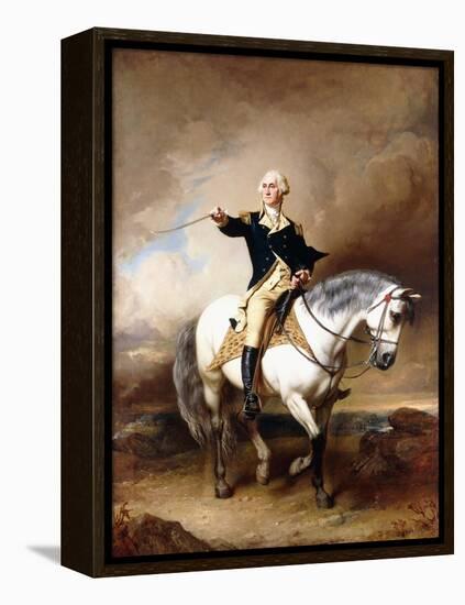 Portrait of George Washington Taking the Salute at Trenton-John Faed-Framed Premier Image Canvas