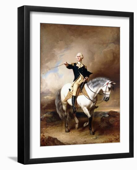 Portrait of George Washington Taking the Salute at Trenton-John Faed-Framed Giclee Print