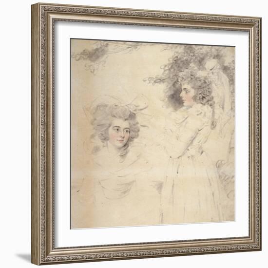 Portrait of Georgiana, Duchess of Devonshire and Lady Elizabeth Foster-John Downman-Framed Giclee Print