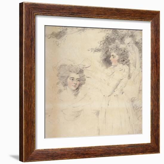Portrait of Georgiana, Duchess of Devonshire and Lady Elizabeth Foster-John Downman-Framed Giclee Print