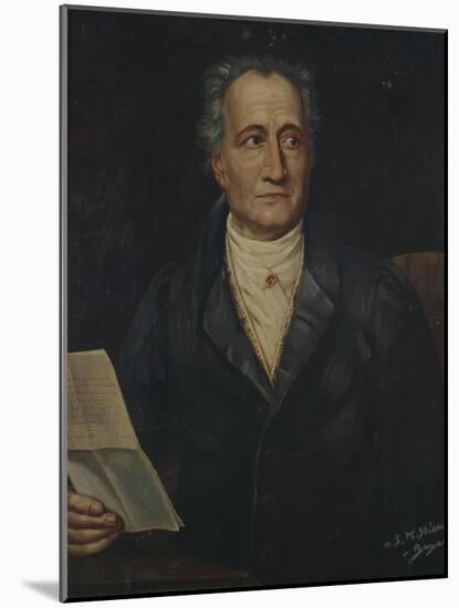 Portrait of German Writer Johann Wolfgang Von Goethe, Painted by Bayer, Late 19th Century-Joseph Carl Stieler-Mounted Giclee Print