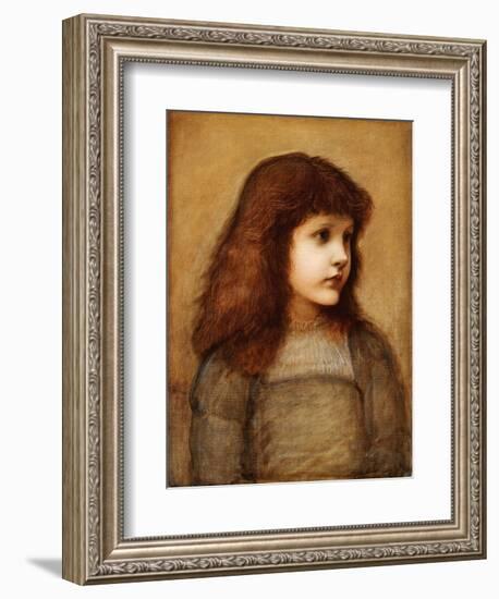 Portrait of Gertie Lewis, Half Length, 1879-80-Edward Burne-Jones-Framed Giclee Print