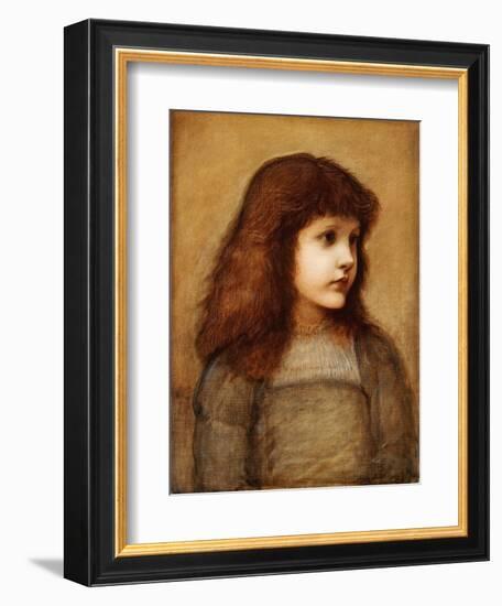 Portrait of Gertie Lewis, Half Length, 1879-80-Edward Burne-Jones-Framed Giclee Print