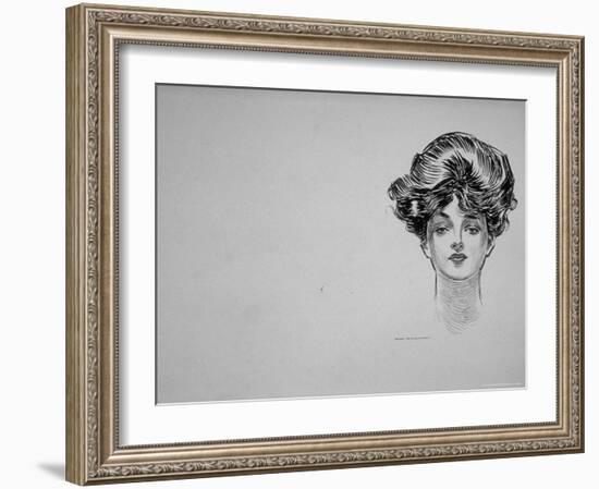 Portrait of "Gibson Girl," from Drawings Including Weaker Sex: the Story of a Susceptible Bachelor-Charles Dana Gibson-Framed Photographic Print