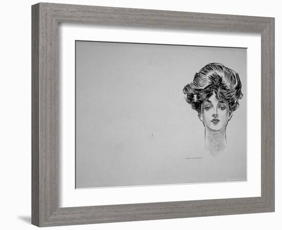 Portrait of "Gibson Girl," from Drawings Including Weaker Sex: the Story of a Susceptible Bachelor-Charles Dana Gibson-Framed Photographic Print