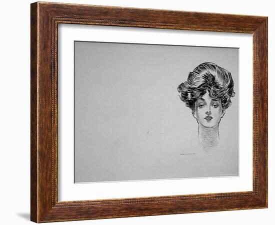 Portrait of "Gibson Girl," from Drawings Including Weaker Sex: the Story of a Susceptible Bachelor-Charles Dana Gibson-Framed Photographic Print