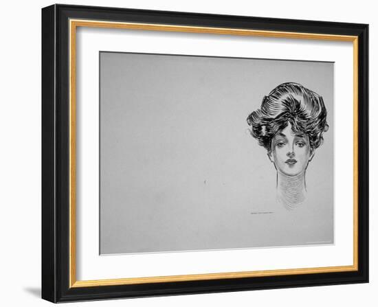 Portrait of "Gibson Girl," from Drawings Including Weaker Sex: the Story of a Susceptible Bachelor-Charles Dana Gibson-Framed Photographic Print