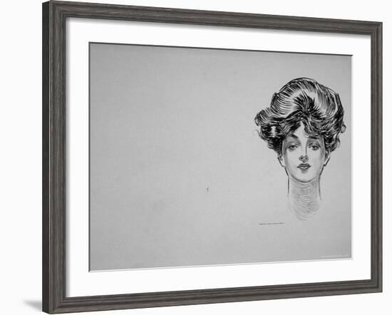 Portrait of "Gibson Girl," from Drawings Including Weaker Sex: the Story of a Susceptible Bachelor-Charles Dana Gibson-Framed Photographic Print