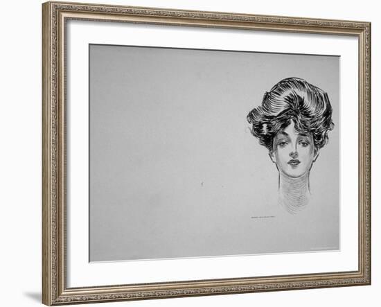 Portrait of "Gibson Girl," from Drawings Including Weaker Sex: the Story of a Susceptible Bachelor-Charles Dana Gibson-Framed Photographic Print