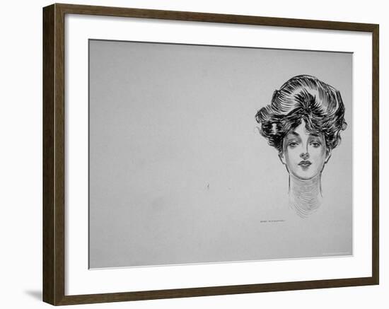 Portrait of "Gibson Girl," from Drawings Including Weaker Sex: the Story of a Susceptible Bachelor-Charles Dana Gibson-Framed Photographic Print