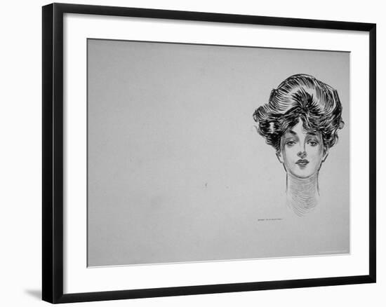 Portrait of "Gibson Girl," from Drawings Including Weaker Sex: the Story of a Susceptible Bachelor-Charles Dana Gibson-Framed Photographic Print