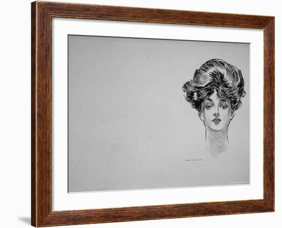 Portrait of "Gibson Girl," from Drawings Including Weaker Sex: the Story of a Susceptible Bachelor-Charles Dana Gibson-Framed Photographic Print