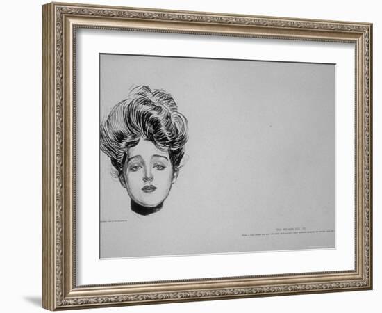 Portrait of "Gibson Girl," from Drawings Including Weaker Sex: the Story of a Susceptible Bachelor-Charles Dana Gibson-Framed Photographic Print