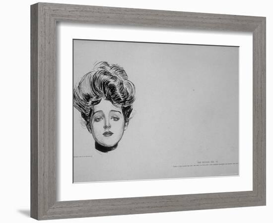 Portrait of "Gibson Girl," from Drawings Including Weaker Sex: the Story of a Susceptible Bachelor-Charles Dana Gibson-Framed Photographic Print