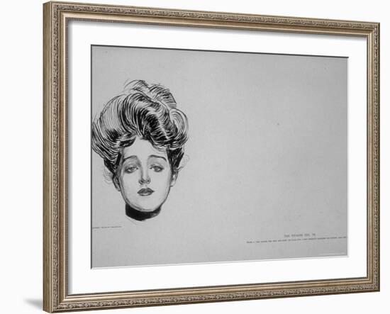 Portrait of "Gibson Girl," from Drawings Including Weaker Sex: the Story of a Susceptible Bachelor-Charles Dana Gibson-Framed Photographic Print