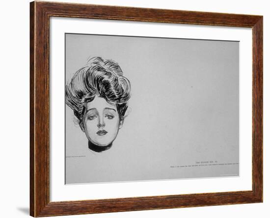 Portrait of "Gibson Girl," from Drawings Including Weaker Sex: the Story of a Susceptible Bachelor-Charles Dana Gibson-Framed Photographic Print