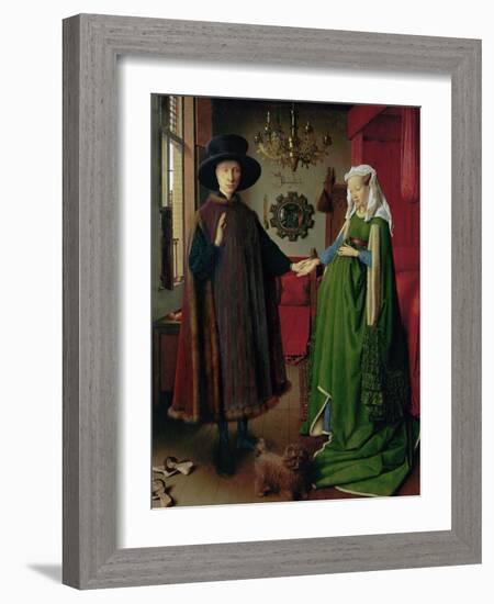 Portrait of Giovanni Arnolfini and his Wife, c.1434-Jan van Eyck-Framed Giclee Print