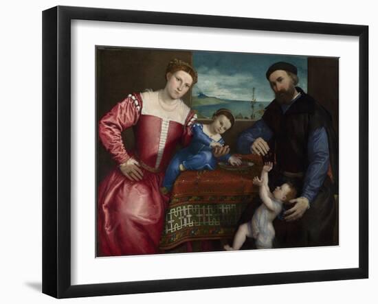 Portrait of Giovanni Della Volta with His Wife and Children, 1547-Lorenzo Lotto-Framed Giclee Print