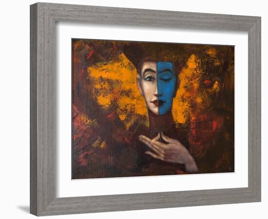 Portrait of Girl , Original Oil Painting on Canvas-Lilun-Framed Art Print