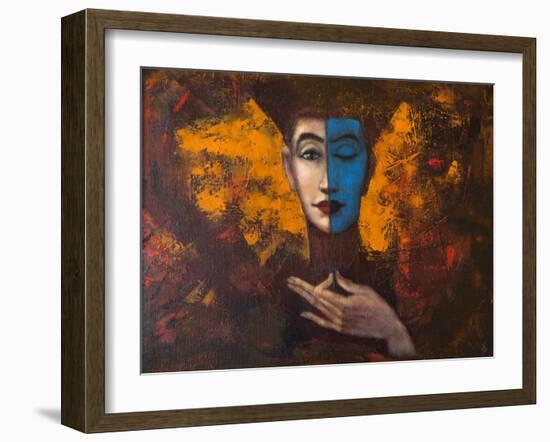 Portrait of Girl , Original Oil Painting on Canvas-Lilun-Framed Art Print