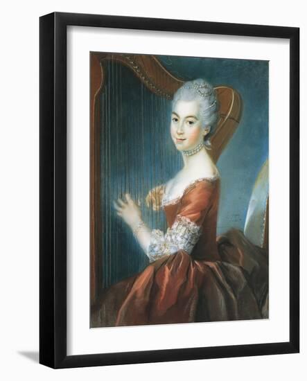 Portrait of Girl with Harp-Louis Vigee-Framed Giclee Print