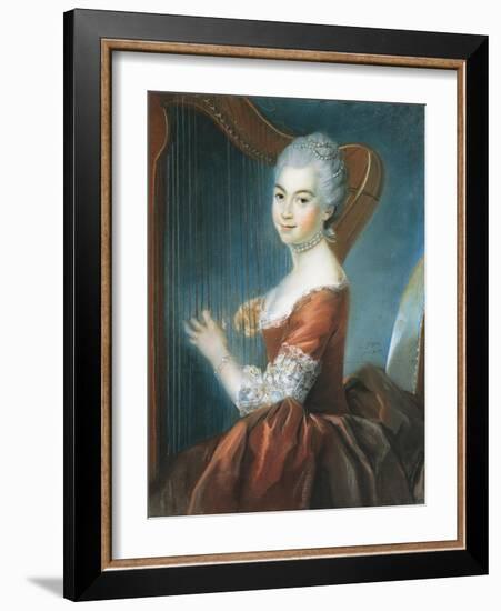 Portrait of Girl with Harp-Louis Vigee-Framed Giclee Print