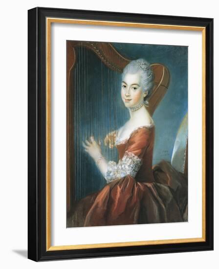 Portrait of Girl with Harp-Louis Vigee-Framed Giclee Print