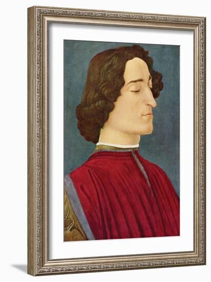 Portrait of Giuliano De Medici-Sandro Botticelli-Framed Art Print