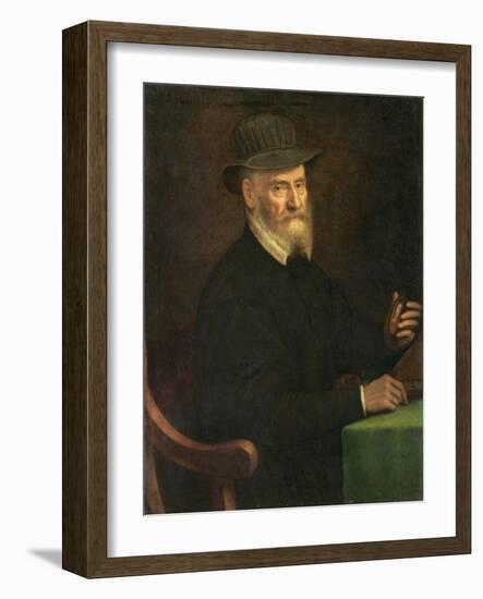 Portrait of Giulio Clovio (1498-1578), Miniature Artist, Holding a Miniature Thought to Be of the A-Sofonisba Anguissola-Framed Giclee Print