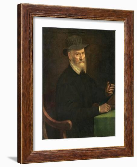 Portrait of Giulio Clovio (1498-1578), Miniature Artist, Holding a Miniature Thought to Be of the A-Sofonisba Anguissola-Framed Giclee Print