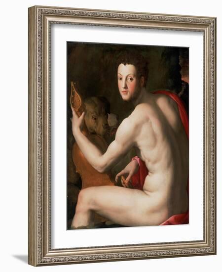 Portrait of Grand Duke of Tuscany Cosimo I De' Medici (1519-157) as Orpheus, Ca 1537-Agnolo Bronzino-Framed Giclee Print