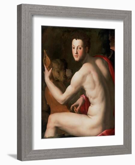 Portrait of Grand Duke of Tuscany Cosimo I De' Medici (1519-157) as Orpheus, Ca 1537-Agnolo Bronzino-Framed Giclee Print