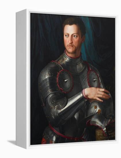 Portrait of Grand Duke of Tuscany Cosimo I De' Medici (1519-157) in Armour, Ca 1545-Agnolo Bronzino-Framed Premier Image Canvas