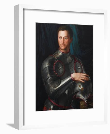 Portrait of Grand Duke of Tuscany Cosimo I De' Medici (1519-157) in Armour, Ca 1545-Agnolo Bronzino-Framed Giclee Print