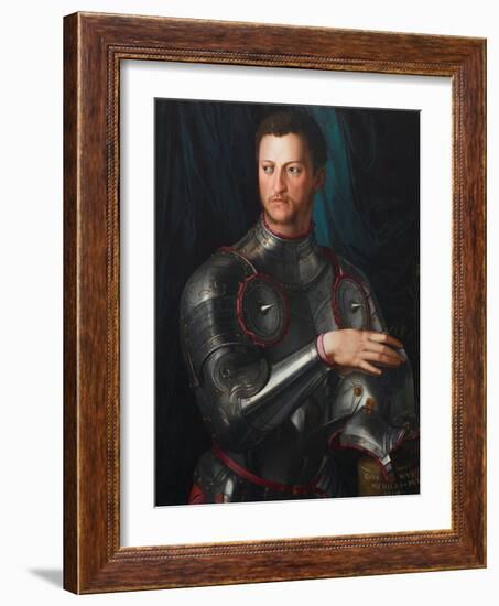 Portrait of Grand Duke of Tuscany Cosimo I De' Medici (1519-157) in Armour, Ca 1545-Agnolo Bronzino-Framed Giclee Print