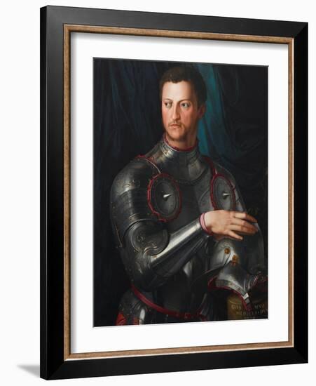 Portrait of Grand Duke of Tuscany Cosimo I De' Medici (1519-157) in Armour, Ca 1545-Agnolo Bronzino-Framed Giclee Print