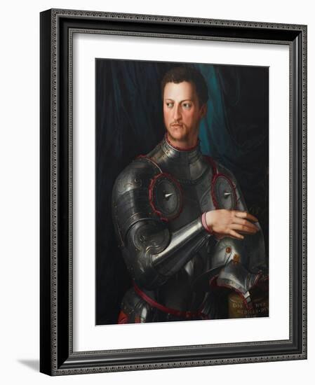 Portrait of Grand Duke of Tuscany Cosimo I De' Medici (1519-157) in Armour, Ca 1545-Agnolo Bronzino-Framed Giclee Print