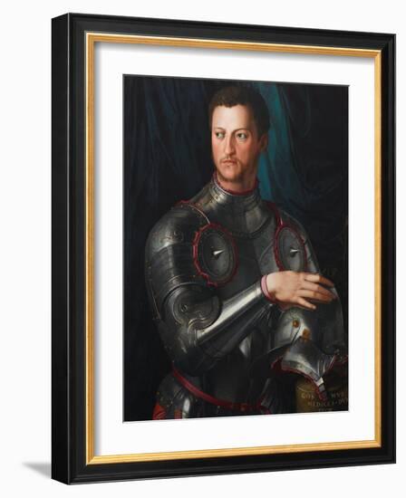 Portrait of Grand Duke of Tuscany Cosimo I De' Medici (1519-157) in Armour, Ca 1545-Agnolo Bronzino-Framed Giclee Print