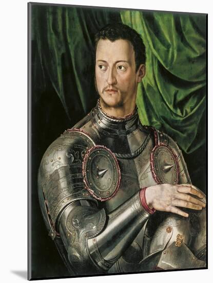 Portrait of Grand Duke of Tuscany Cosimo I De' Medici (1519-157) in Armour-Agnolo Bronzino-Mounted Giclee Print