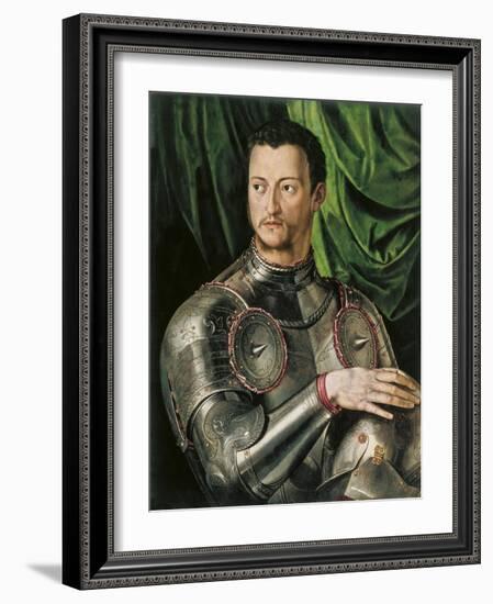 Portrait of Grand Duke of Tuscany Cosimo I De' Medici (1519-157) in Armour-Agnolo Bronzino-Framed Giclee Print