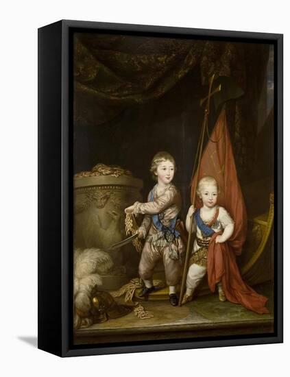 Portrait of Grand Dukes Alexander Pavlovich and Constantine Pavlovich, as Children, 1781-Richard Brompton-Framed Premier Image Canvas